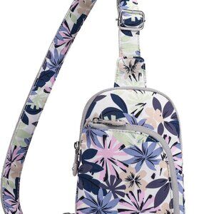 Navy slim fit RFID-blocking nylon crossbody women travel bag with adjustable str